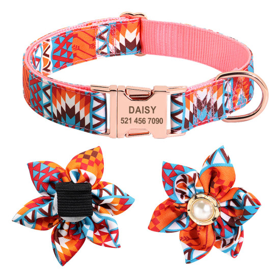 Ethnic Flower Dog Cat Collar