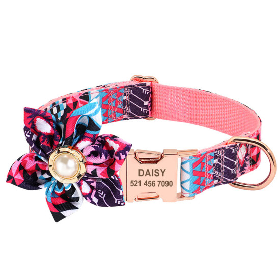 Ethnic Flower Dog Cat Collar