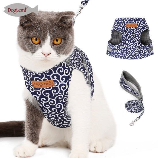 DOGLEMI CAT Leashes & Collars Cat Traction Rope Chest Strap Cat Vest Style Clothes To Prevent Breaking Free From Cat And Dog Chain Walking Cat Rope