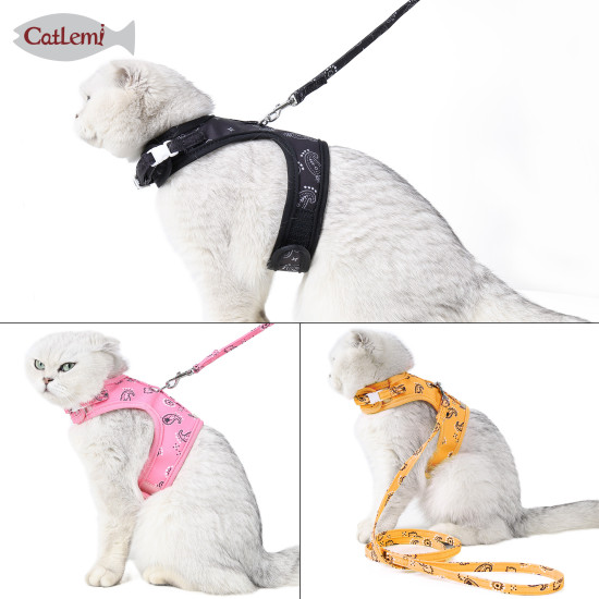 DOGLEMI CAT Leashes & Collars Cat Traction Rope Walking Cat Rope Chest Vest Chest Strap Breathable Anti-breakaway Cat Chain