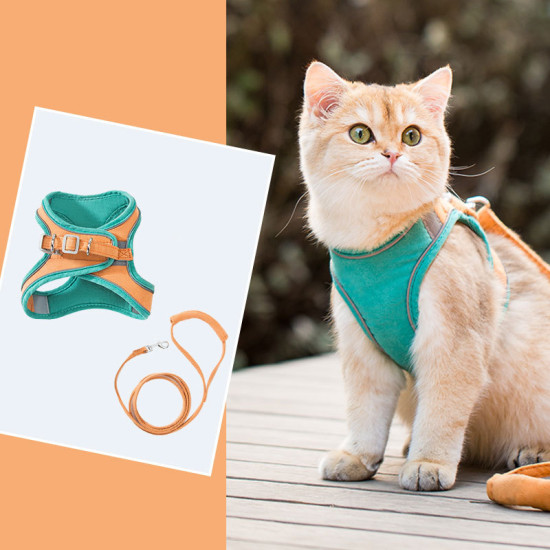 CAT Leashes & Collars Cat Traction Rope Vest Type Reflective Chest Strap Anti-breakaway Cute Outgoing Traction Rope Walking Cat Special Rope