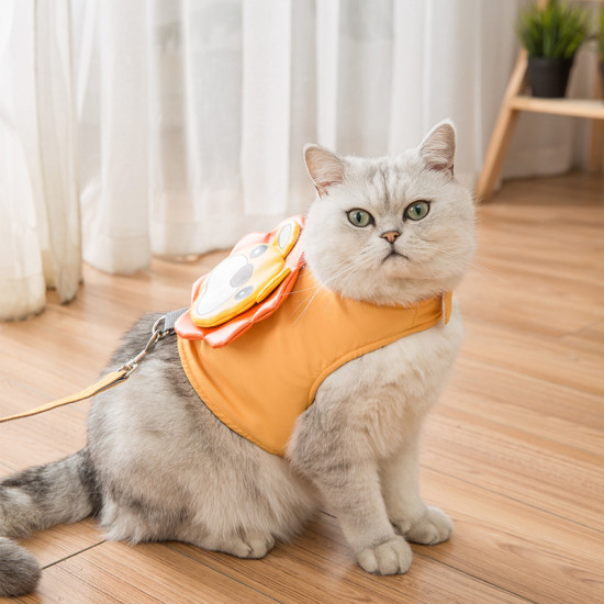 CAT Leashes & Collars Cat Traction Rope Small Lion Cute Tu Vest Chest Strap Cute Cartoon Tie Cat Slip Cat Rope Mesh Pet Leash