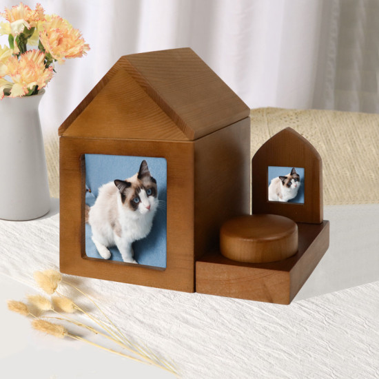 Pine Pet Urns With Photo Frame