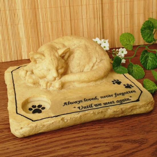 Cat Headstone Monument With Candle Hole Customizable
