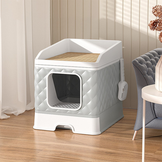 Cat Litter & Cat Litter Boxes Large Cat Litter Box Fully Enclosed Foldable Cat Litter Box Splash-proof And Sand-proof Pet Cat Blue Cat Maine Coon Toilets