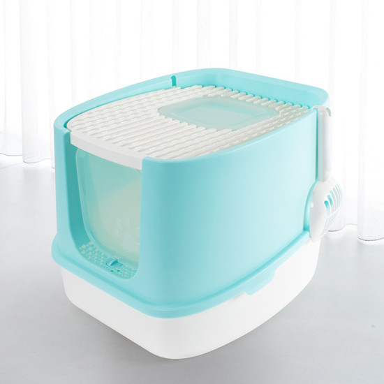 Totally Enclosed Splash-proof Cat Litter Boxes Durable Flip Top Odor-resistant Litter Box With Litter Shovel For Easy Cleaning