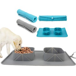 Cat Dog Outdoor Folding Double Bowls