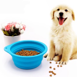 Portable Cat Dog Travel Silicone Bowl With Carabiner