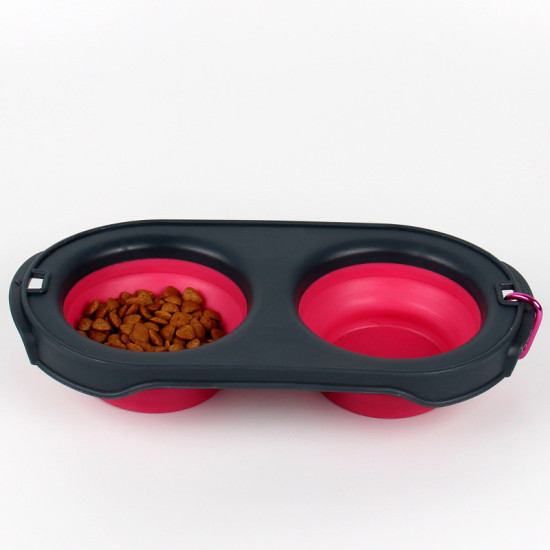 Cat Dog Folding Portable Silicone Double Bowls