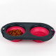 Cat Dog Folding Portable Silicone Double Bowls