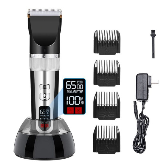 Cat Dog Digital Display Silent Hair Clipper With Desktop Charger