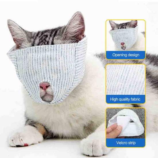 Cat Mask Cat Mouth Restraint Mask Cotton Muzzle Prevent Cat Bite Cat Meow